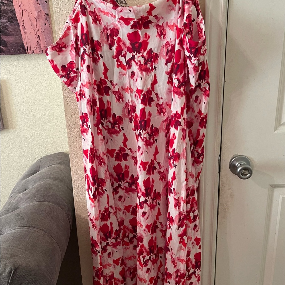 Plus Size Womens sleeveless Floral pink and White Midi Dress size 4X NEW - Picture 11 of 12